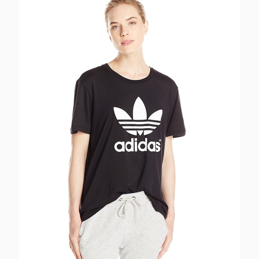 Adidas black trefoil tee NWT - Picture 2 of 8